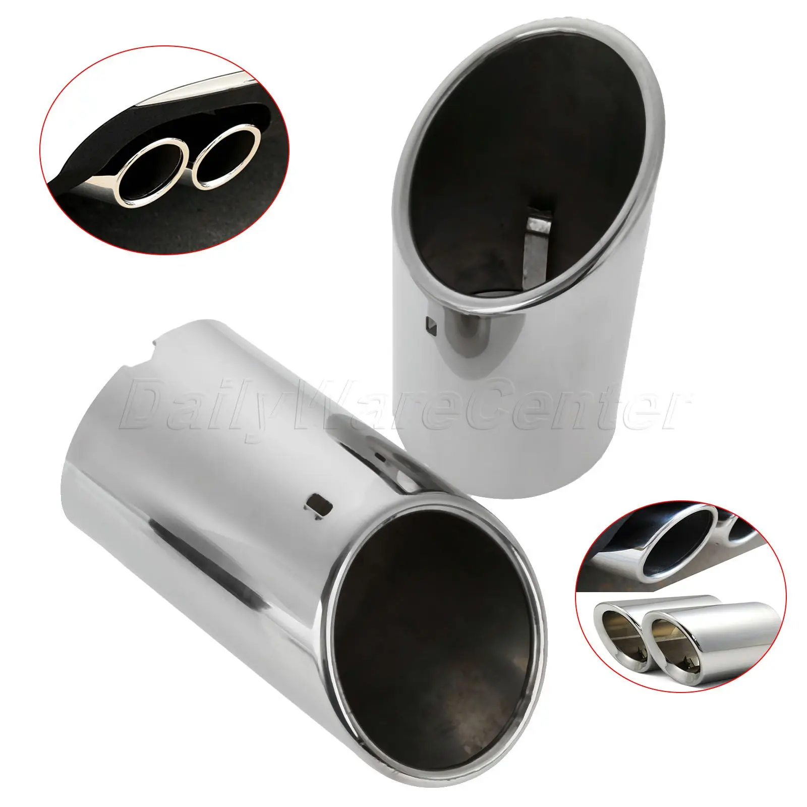 

2X Stainless Steel Car Rear Tail Exhaust Tail Muffler Tip Pipe Tube TailPipe Chrome For Audi Q7 3.0 TDI TFSI 2006-2013 Auto Part