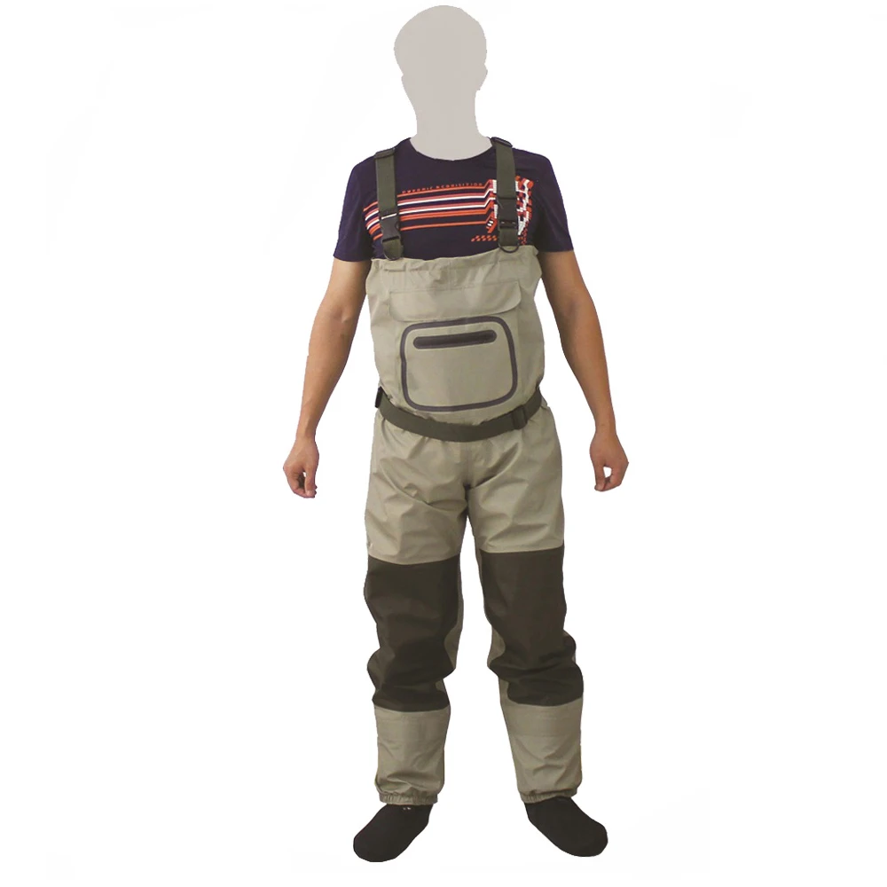 Pêche à la mouche respirant poitrine cuissardes vêtements de Rafting imperméable wader pantalon chasse wading pantalon salopette avec bas pied