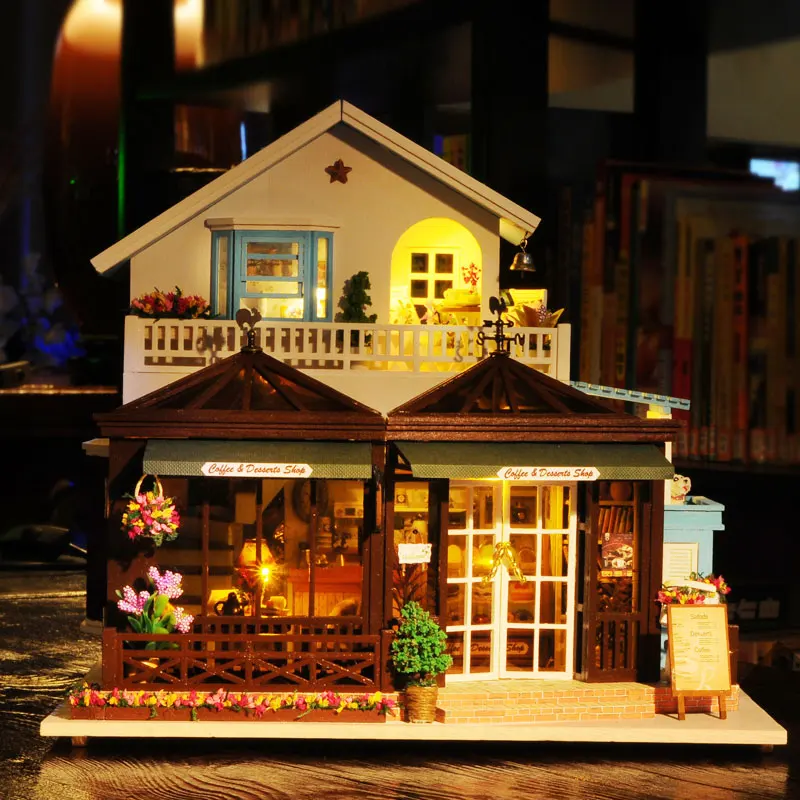 Miniature Doll House Furniture Decoration Puzzle DIY Doll House Wodden Miniatura Dollhouse Toys for Children Gift Carving Time