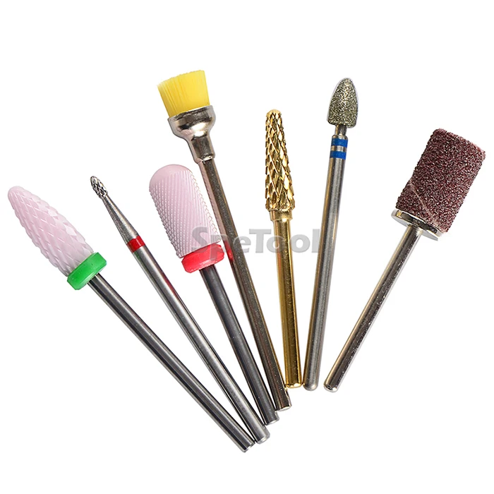 Cerâmica de Carboneto de Brocas de Unhas Conjunto com Bandas Lixa de Unha Spetool Diamante Elétrica Lixar Escova Cortador Ferramenta Manicure Polonês D35 6 de Unhas Elétrica Conjunto Com Bandas Lixar