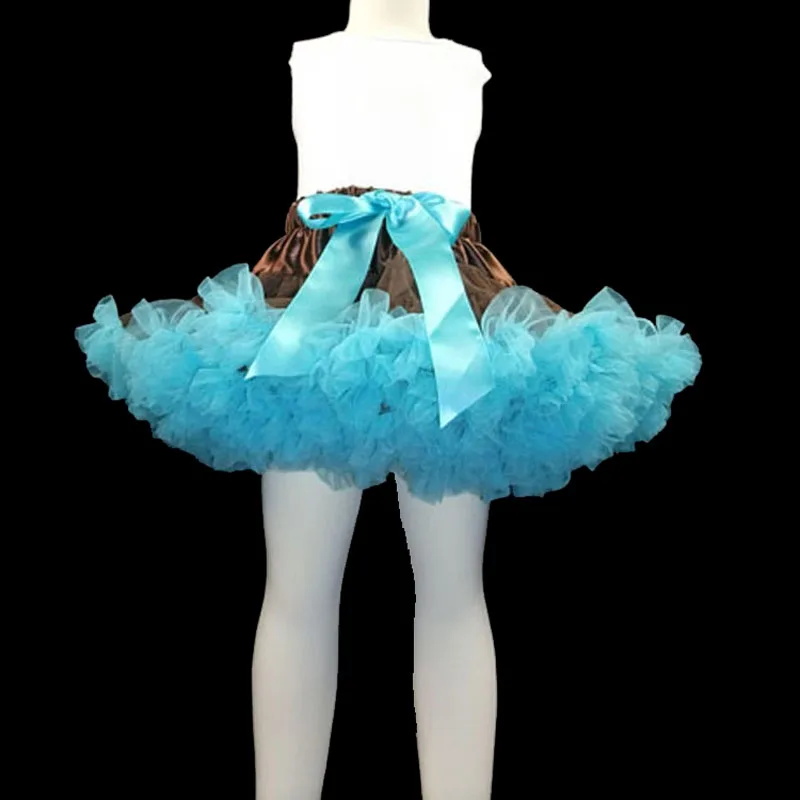 Юбка-пачка регулируемый пояс для танцев Одежда для девочек для фотосессий детская одежда пачка для маленькой девочки pettiskirt коричневый и светло-голубой цвет
