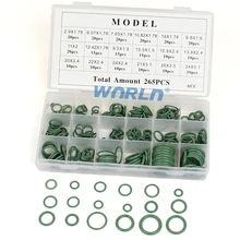 Auto 265pcs 18 Sizes Green A/C HNBR O Ring Assortment Kit Car Air conditioner Rubber O-Ring Seal Washer Oil Seal Gasket