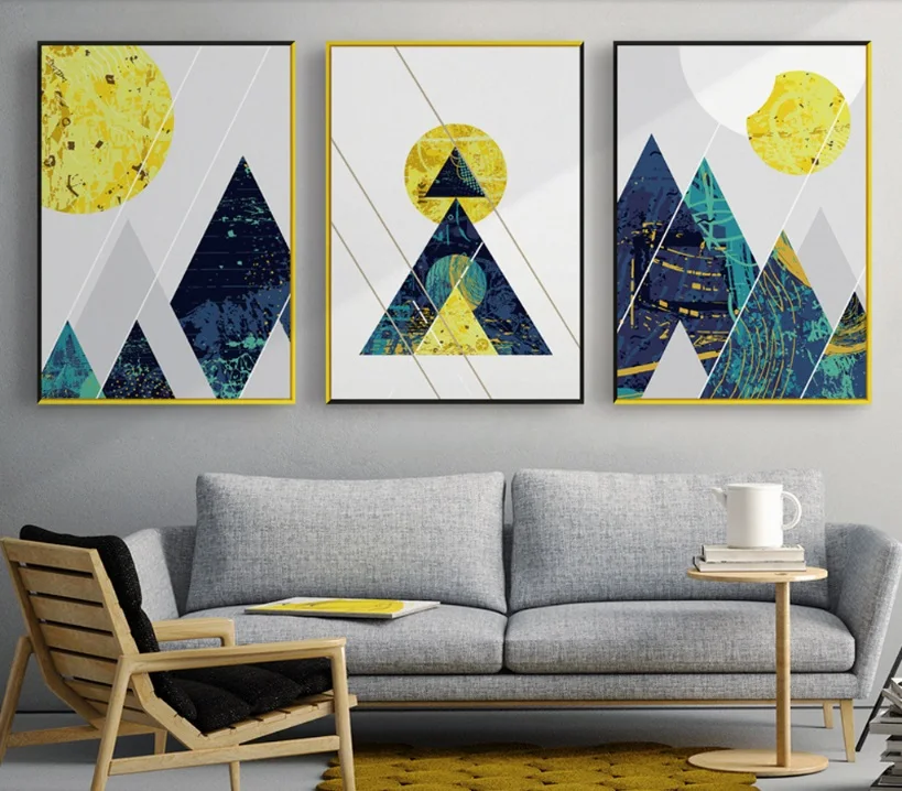 

Nordic Abstract Lines Geometric Mountains Print Picture Wall Art Canvas Paintings Decoration for Children Room Unframed