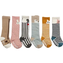 Cotton Animal Baby Knee Socks Hosiery Meias Infantil Warm Anti Slip Socks Fox Socks Baby Boy Girl Kids Rubber Sole Socks
