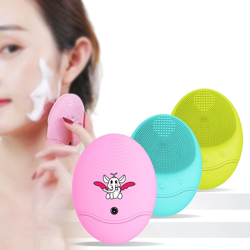 

Sonic Electric Facial Cleaning Brush Skin Care 5 Modes Cartoon Image IPX6 Waterproof Silicone Face Cleaner Messager USB Charging