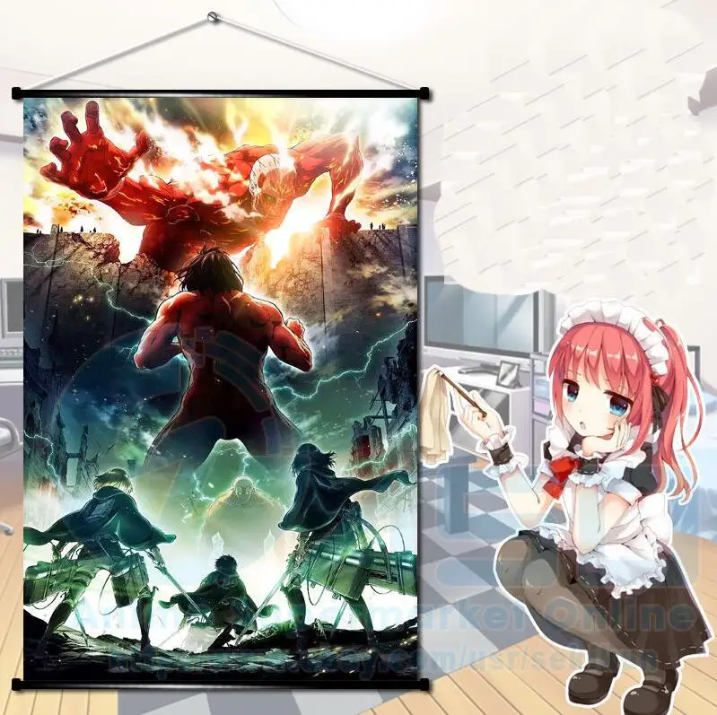 

Anime poster Wall Scroll Poster Attack on Titan Shingeki no Kyojin Home Decoration Japanese cartoon Decorative poster 60*90cm