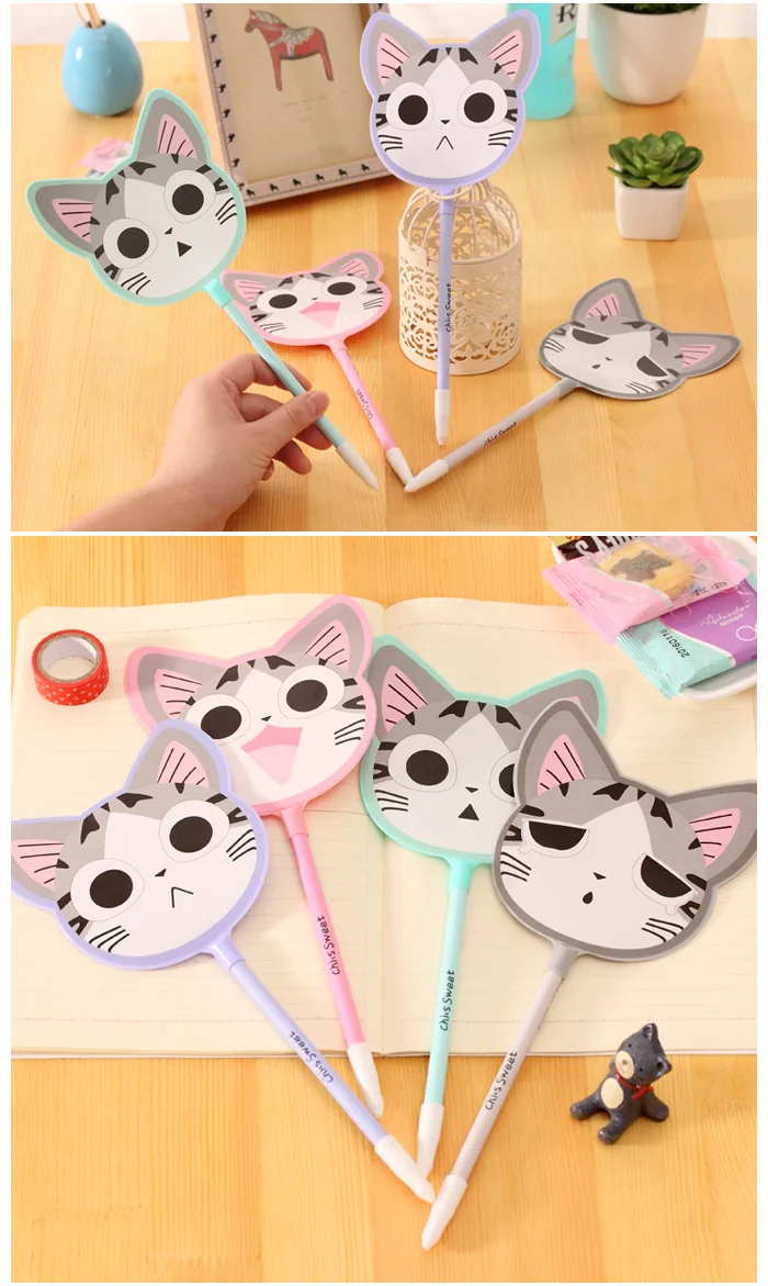 100 PC Kawaii Cat Fan гелиевая ручка рекламный студенческий подарок