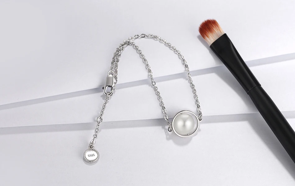 ORSA JEWELS, модные 925 пробы серебряные женские браслеты, имитация жемчуга, застежка-молния, браслет-цепочка, Женские Ювелирные изделия, SB21-Z