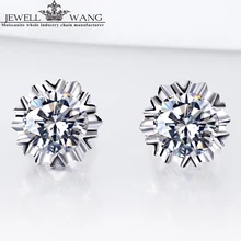JEWELLWANG с покрытием 18-ти каратным белым золотом серьги-гвоздики классические Круглый Муассанит Сертифицированный серьги-гвоздики Юбилей Oorbellen Alps зимние 0.5ct