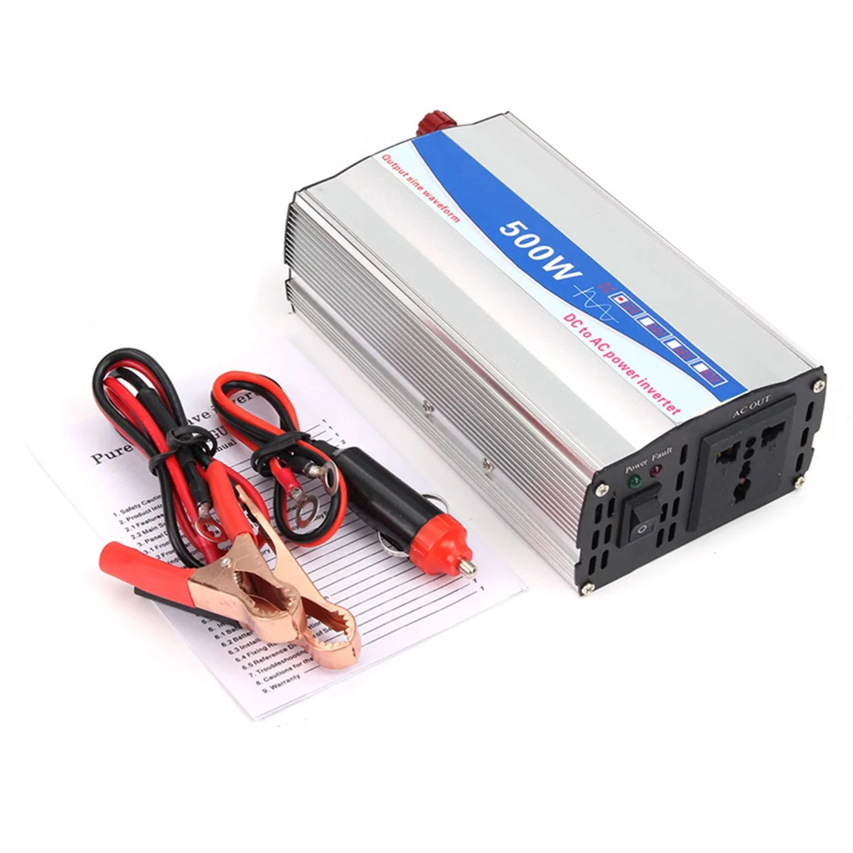 

Car Inverter Transformer 500W Pure Sine Wave Transmitter Power Inverter Charger Converter Adapter 12V DC to 220V AC