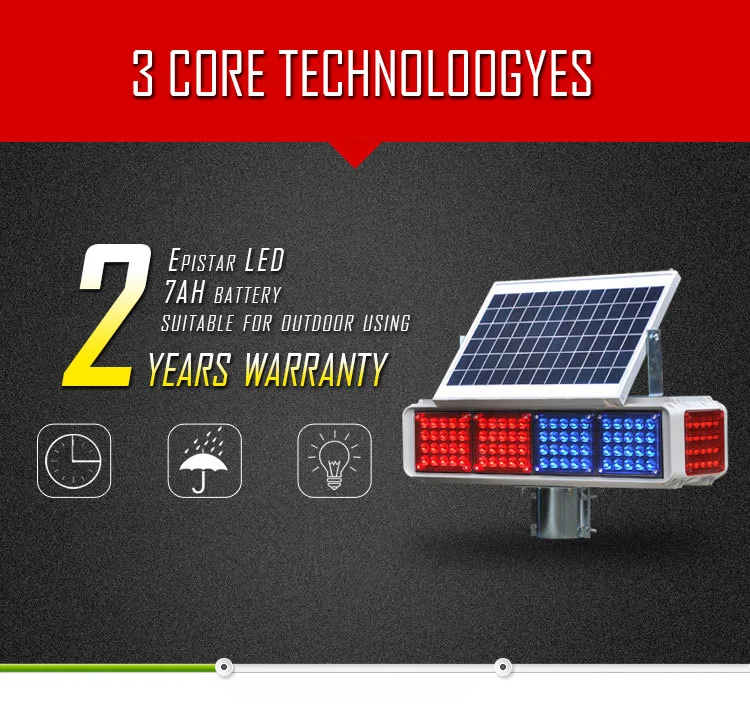 Солнечный высокопоточный светодиодный Предупреждение четыре стороны красный и синий предостережение