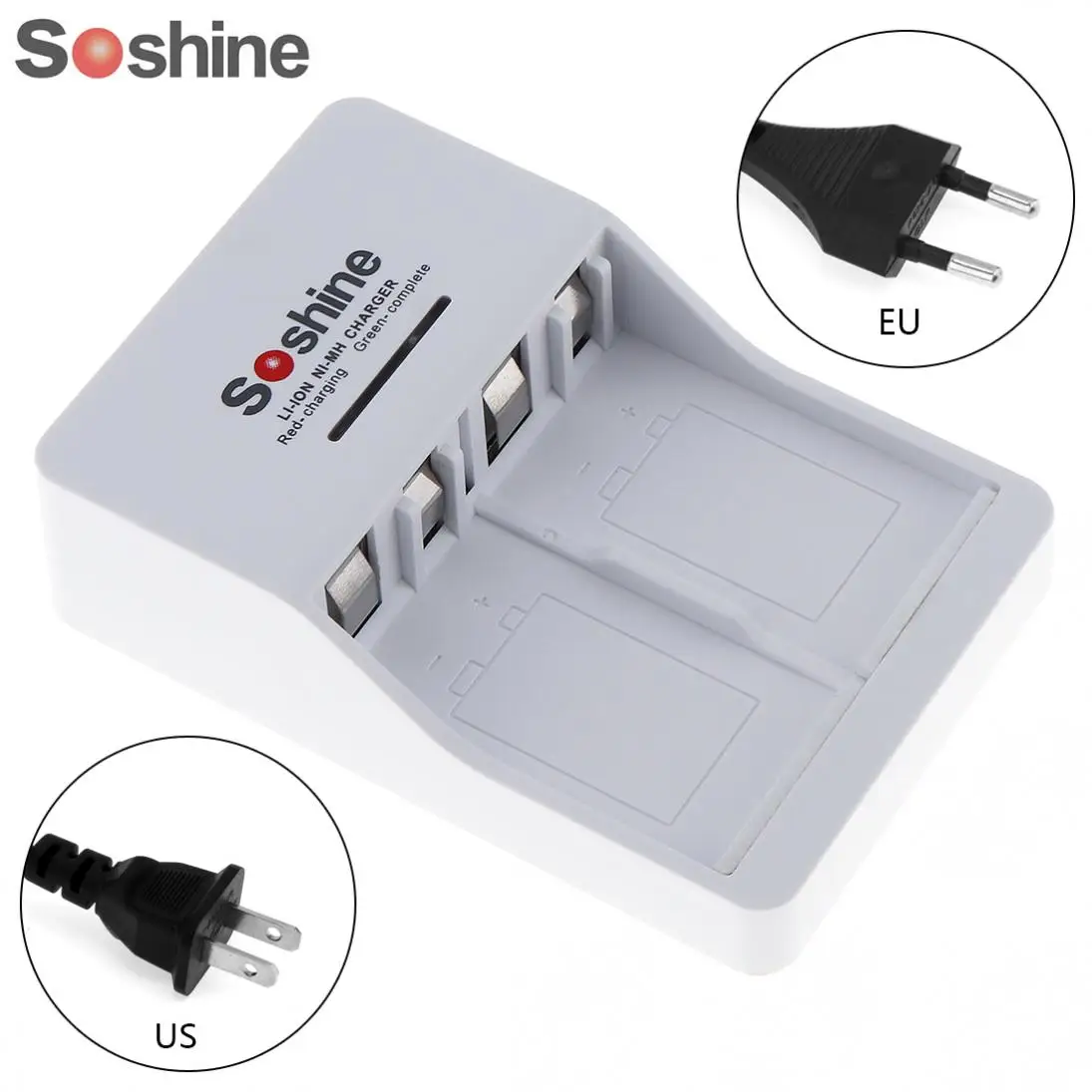 Soshine V1 9V Li ion Ni MH Battery Charger 9V battery charger with 2 ...
