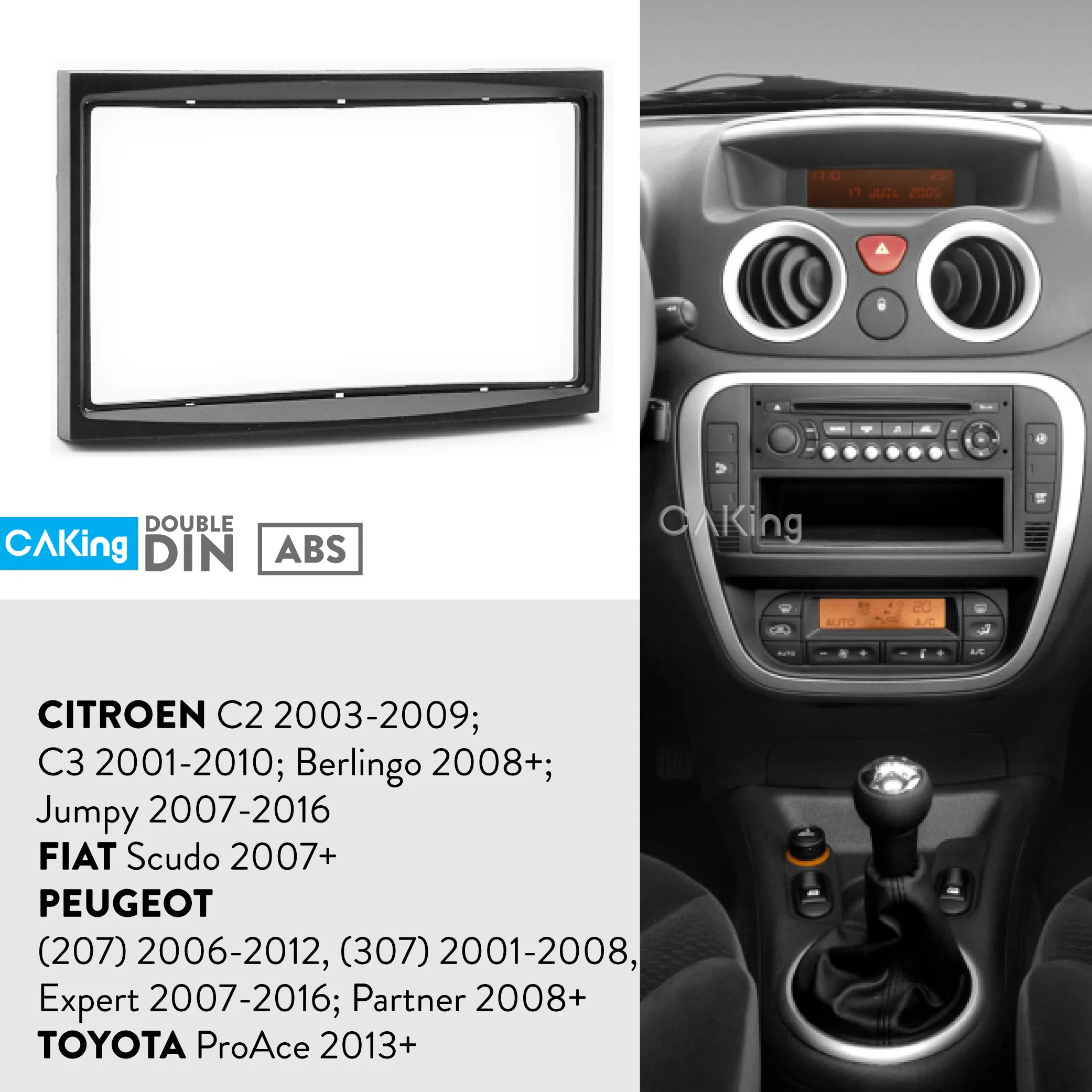 Автомобильная панель радиосвязи для CITROEN C2 2003-2009; C3 2001-2010; Berlingo 2008+; Jumpy 2007- Dash Kit Plate Adapter Console
