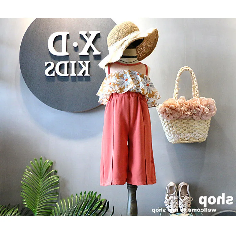 Summer Children's Clothing Girls 2019 Chiffon Ruffle Top+Pants Fashion Girls Clothes Set Teenage Girls Kids Clothing Summer Children's Clothing Girls 2019 Chiffon Ruffle Top+Pants Fashion Girls Clothes Set Teenage Girls Kids Clothing