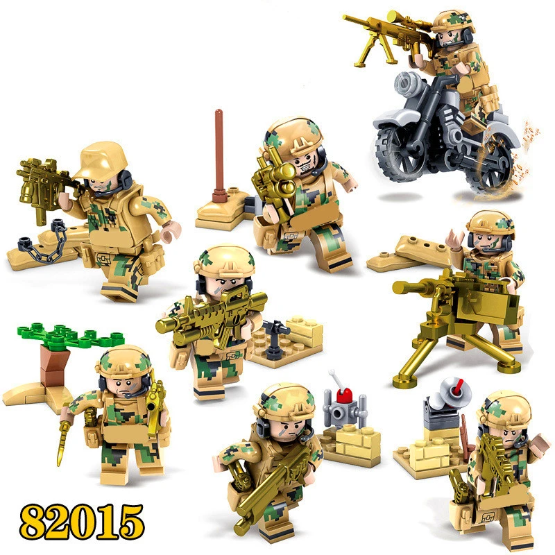

KAZI 82015 8Pcs/Set Police SWAT CS Army Soldier Weapon Gun Building Blocks Brick Compatible LegoIN Playmobil Toys For Children