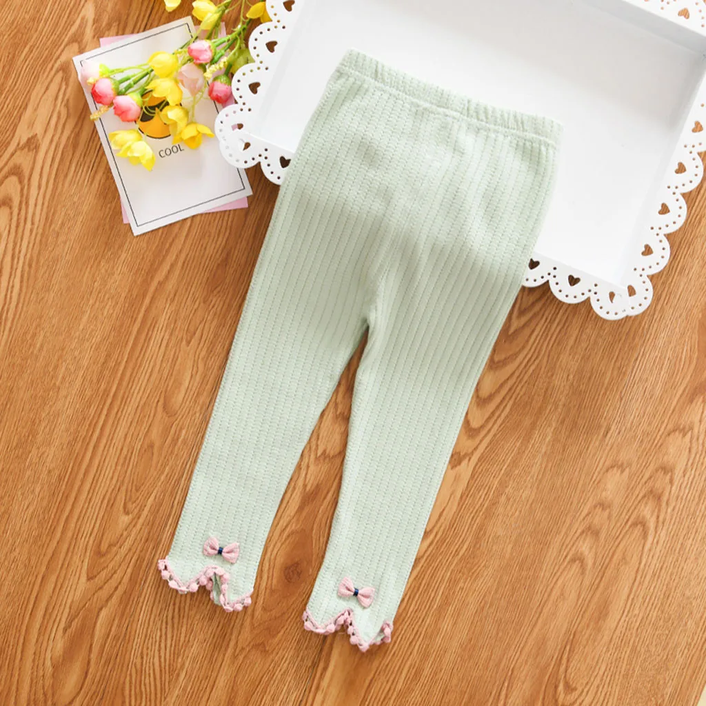 Леггинсы для девочек модные обтягивающие штаны в полоску с милым бантом для новорожденных девочек милые трикотажные эластичные теплые леггинсы для детей
