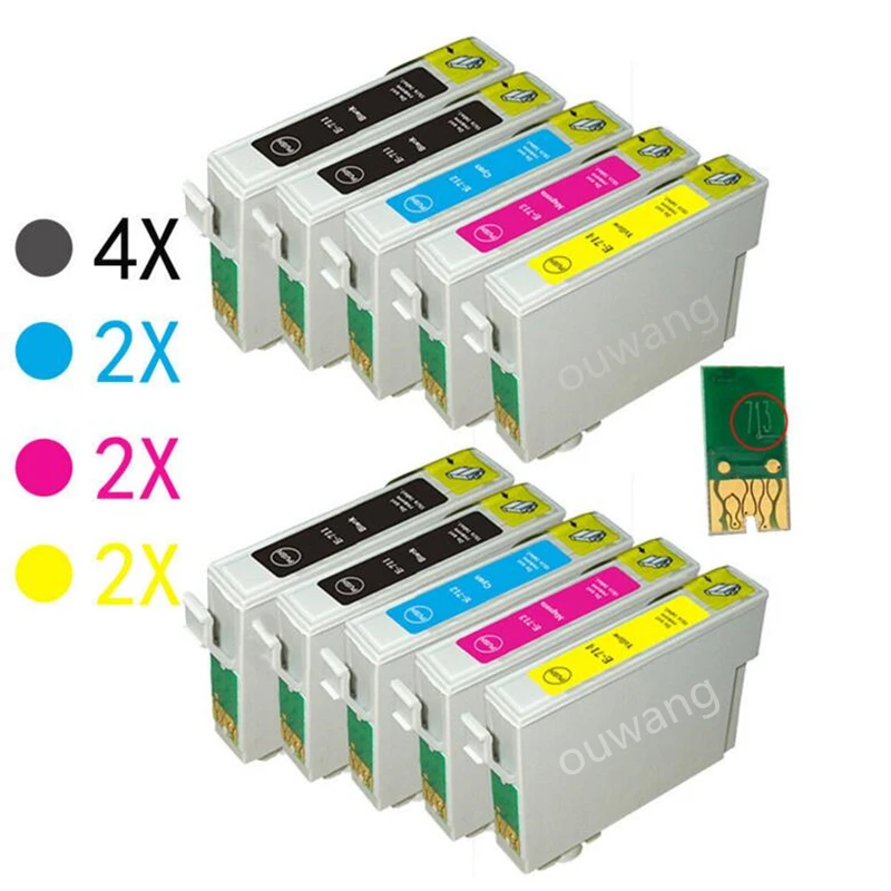 

10x Compatible T0711 T0712 T0713 T0714 T0715 Ink cartridges for stylus DX8400 DX8450 DX9400 DX9400F with chip