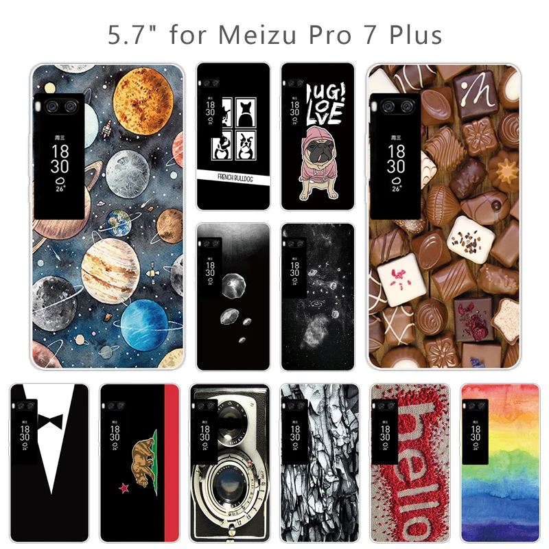 Чехол для телефона Meizu Pro 7 Plus цветная задняя крышка Fundas тонкий мягкий силиконовый