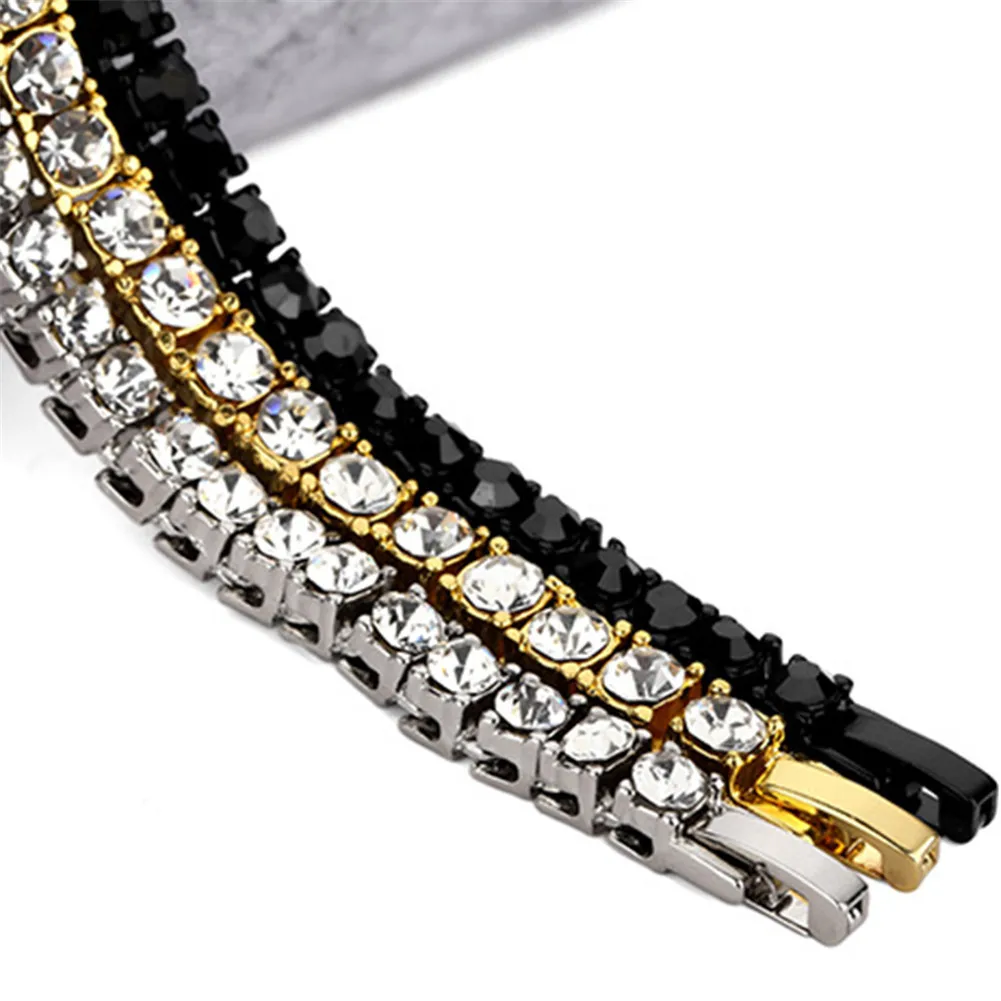 Хип хоп bling льдом Теннис цепь 1 ряд Ожерелья для мужчин Элитный бренд золото Для