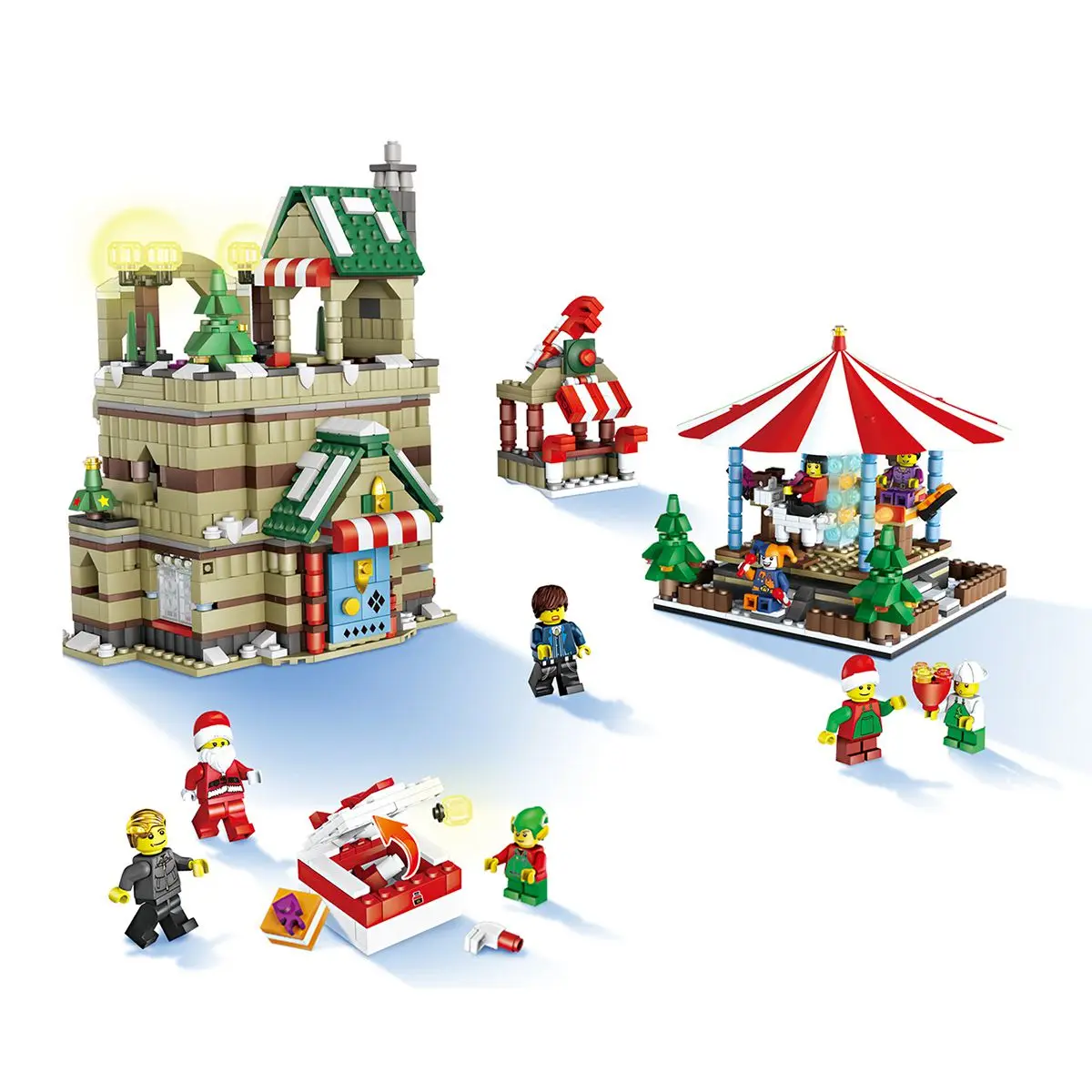 

JJRC1003 Christmas Village Santa Claus Wooden Horse Funny Building Blocks Figures Best Gift Education Present Toys for Kids Ch