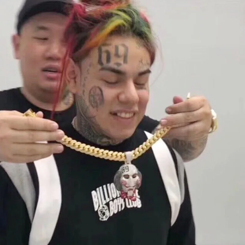 Цепочка в стиле хип-хопа, Bling 6ix9ine, клоун, 69 tekasti69, ожерелье, s& Подвески, ожерелье в стиле «Billy Inspired» с цепочкой из веревки 24 дюйма