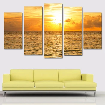

SELFLESSLY 5 Panels/Set Maldives Sunrises and sunset Picture Art Canvas Painting Posters Print On Canvas Wall Picture Home decor