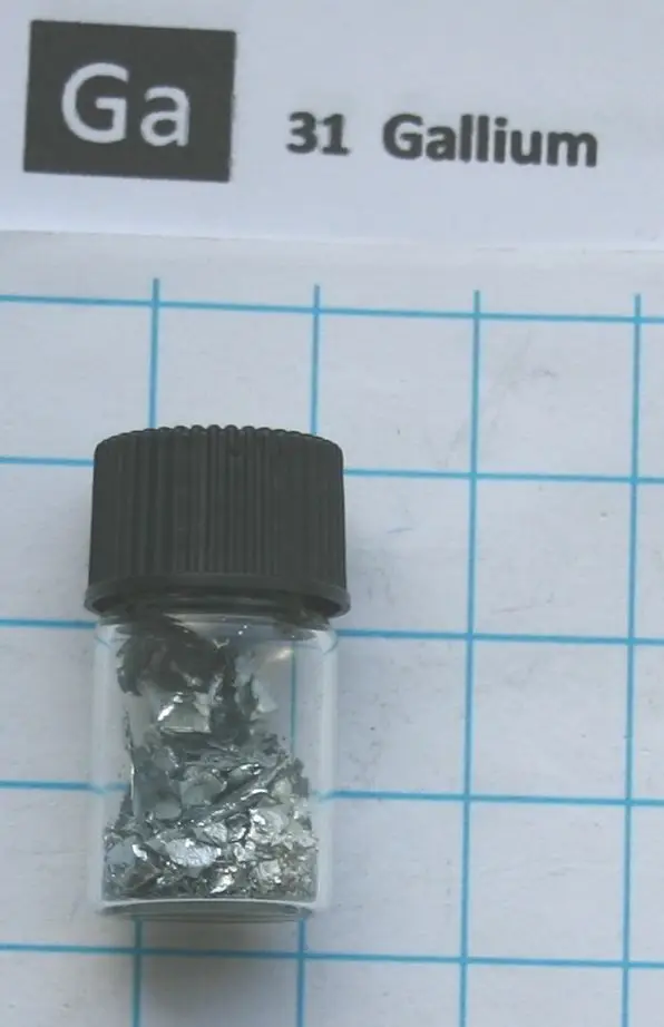 Gallium metal element 31 sample, Ga pellets 99,999% in glass vial 5g