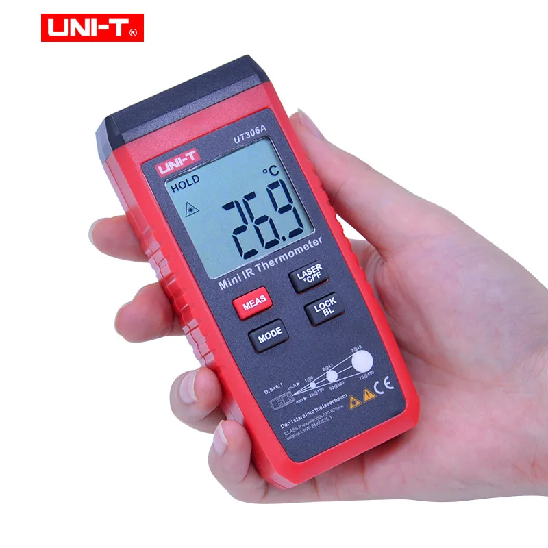 UNI T UT306A Мини Инфракрасный термометр 35 ~ 300C 31 572F цифровой ИК тестер температуры с