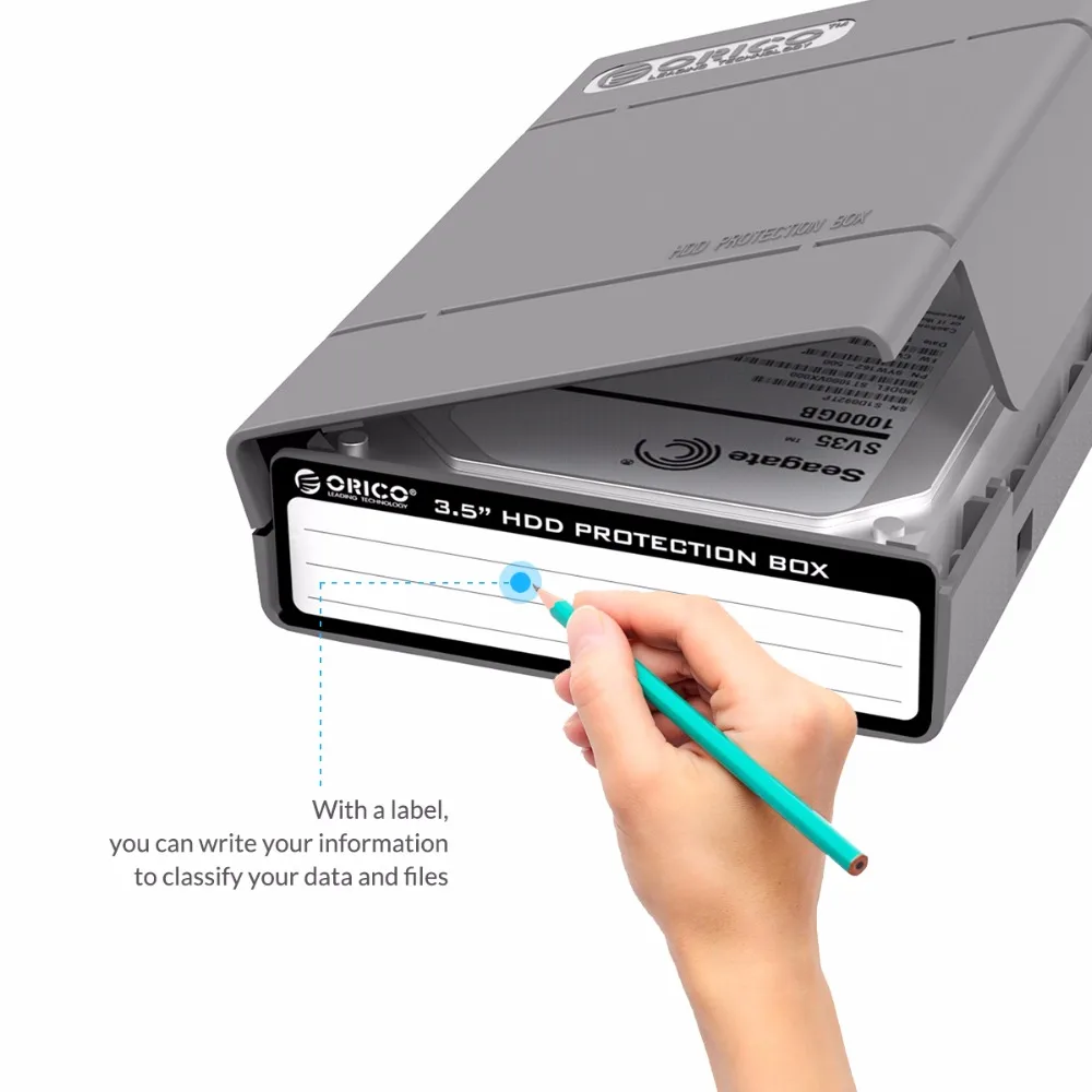 ORICO 3.5 Inch Hdd Case Protable Hard Drive Box External Sata To Hard Disk With Waterproof Shockproof Function 5 pcs/ lot Grey