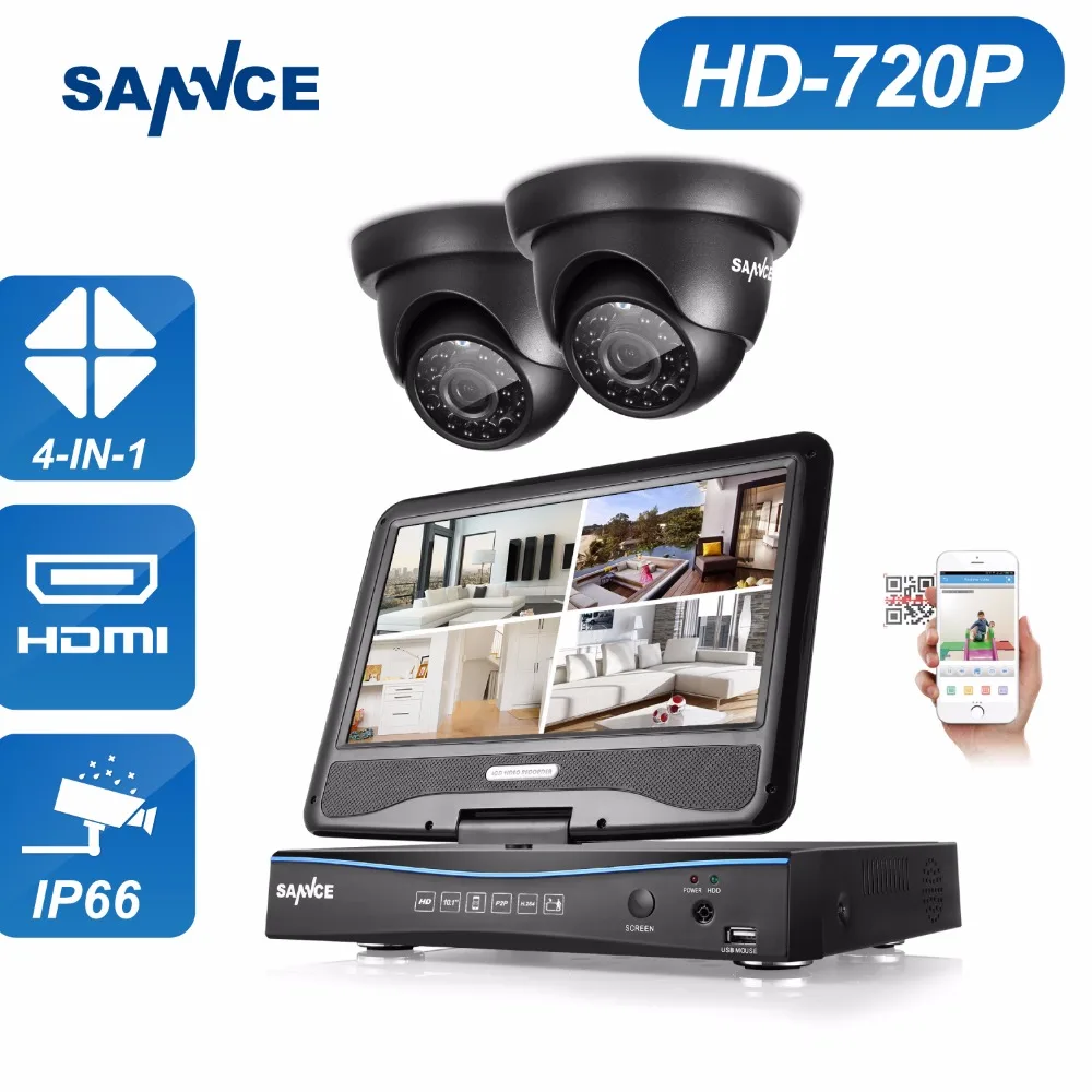 SANNCE 4 канала 720P DVR CCTV Камера Системы 2 шт. 1200TVL 720P уличная инфракрасная камера видеонаблюдения Системы комплект видеонаблюдения 1 ТБ HDD