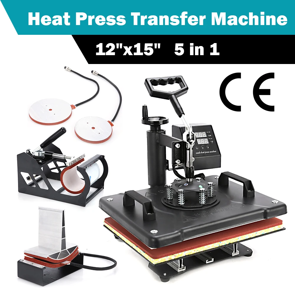 

CHENJ 12" x 15" 5 in1 Digital Heat Press Transfer Machine Transfer Sublimation for T-Shirt Mug Hat Print Heat Transfer Machine