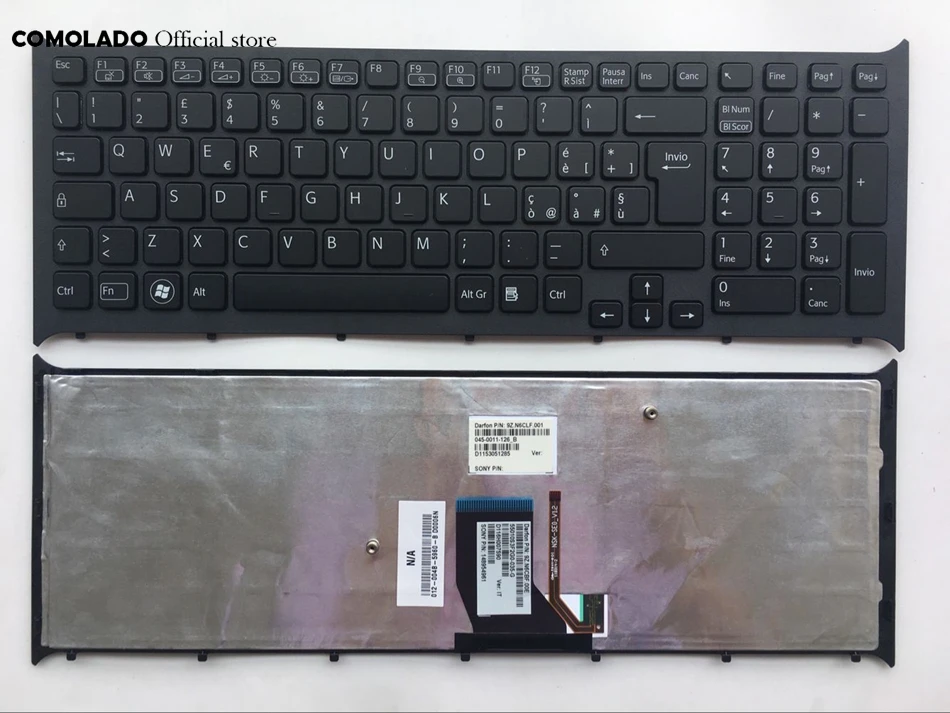 IT Italian keyboard For SONY PCG-71613L PCG-71713L VPCCB VPCCB15FD VPCCB22FD  black with backlit with frame keyboard  IT Layout
