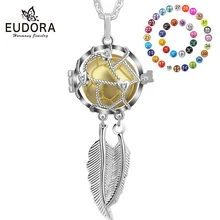 EUDORA 18 мм Ловец снов перо ожерелье ребенка Беременность бола клетка подходит 18 мм колокольчик мяч и 45 дюймов Цепь для беременных женщин подарок