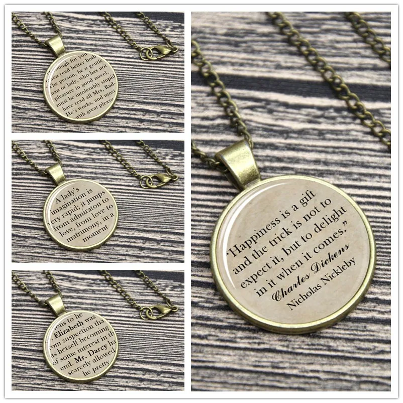 

Jane Austen Nholas Nkleby Charles Dkens Quote Pride and Prejude Necklace Keyring Northanger Abbey reat Expectations