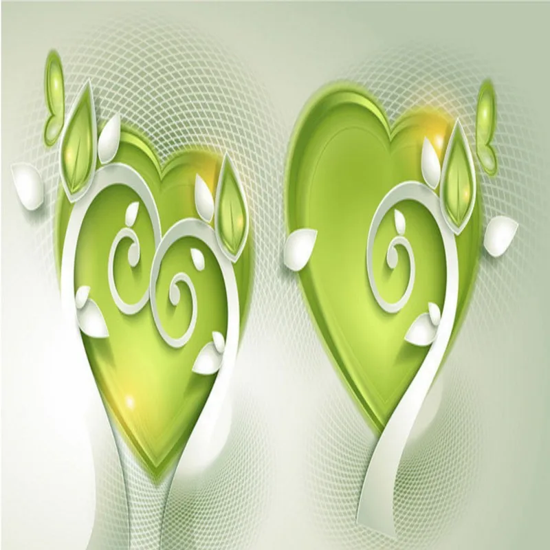 

Free shopping Beautiful green heart wallpaper custom murals Marriage New room decoration backdrop murals
