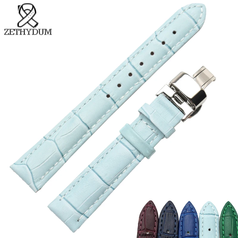 

Genuine leather watch belt womens fashion watchband 14 16 18 20mm blue purple color watch strap wristwatches watch accessories