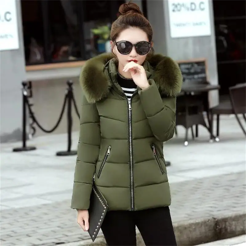 #*Cheap Winter Jacket Women 2019 Large Fur Collar Down Wadded Jacket Female Cotton Padded Jackets Thickening Women Winter Coat