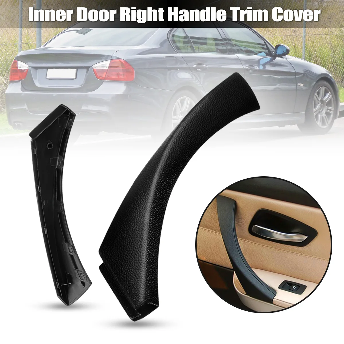 Universal Plastic Rear Left/Right Inner Door Panel Handle Trim Cover for BMW E90 3 Series