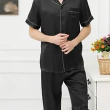 Крутая летняя натуральная шелковистая шелкопряда 100 шелковая мужская Шелковая пижама с короткими рукавами