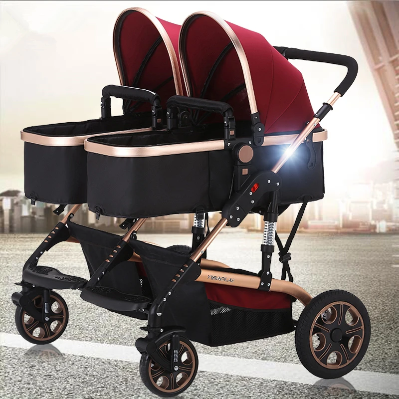 high baby prams twins deluxe baby stroller for twins with good shock
