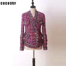 Высококачественное зимнее шерстяное пальто женские тонкие короткие твидовые куртки для женщин с v-образным вырезом и кисточками Модные женские куртки и пальто