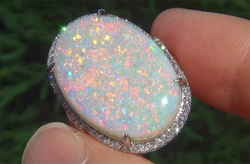 Classic Large White Oval Opal Rings Wedding Rings for Women Silver Color Cubic Zircon anillos Jewelry Bijuteria Feminina B2378 (8)