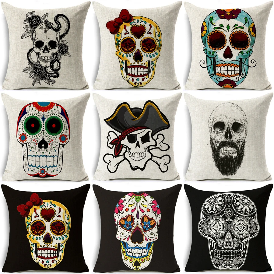 الملونة الجمجمة نمط نمط مزيج القطن غطاء وسادة المنزل كنبة مكتب مربع كيس وسادة الزخرفية غطاء الوسادة s المخدة الملونة الجمجمة نمط نمط مزيج القطن غطاء وسادة المنزل كنبة مكتب مربع كيس وسادة الزخرفية غطاء الوسادة s المخدة