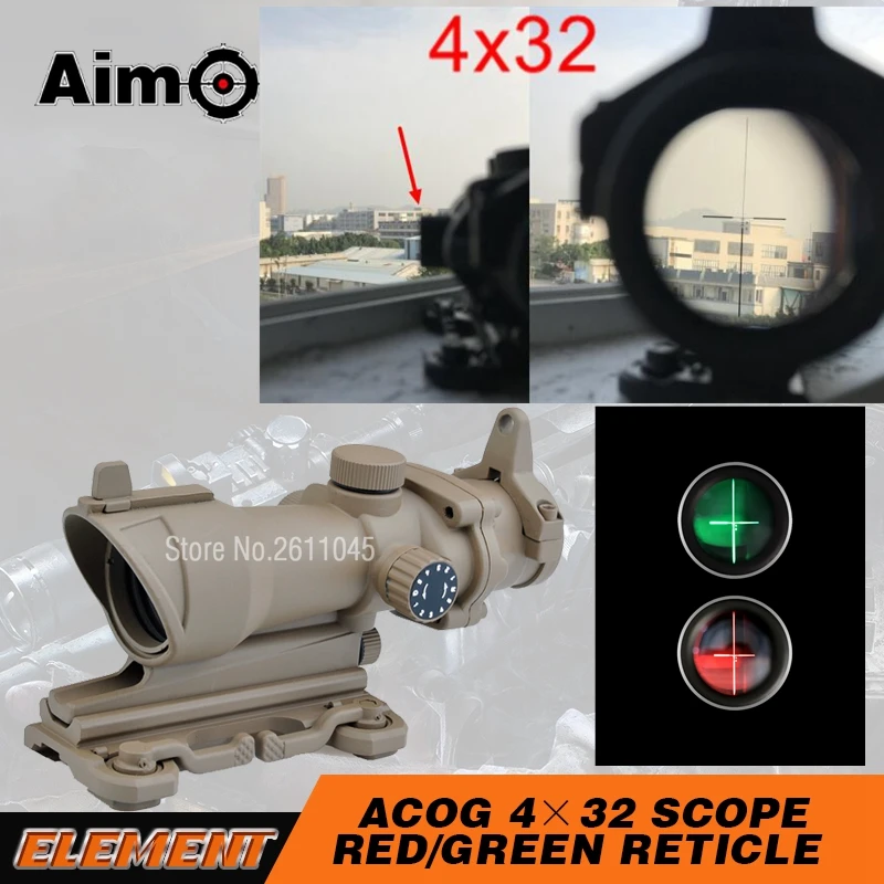 

Aim-O ACOG 4x32 Rifle Spotting Scope Red Green Reticle With Mount Riflescope Hunting Accessory ACOG 4x32 AO5319