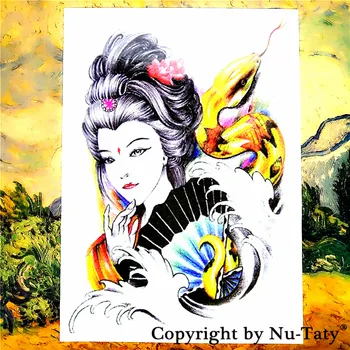 

SHNAPIGN Beauty and Snake Temporary Tattoo Body Art Flash Tattoo Stickers 21*15cm Waterproof Car Styling Home Decor Wall Sticker