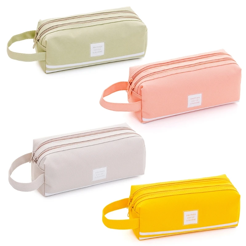 Portable 2 level Large Capacity Canvas Pencil Case Bag Pen Box Zipper Bags School Supplies Stationery Portable 2 level Large Capacity Canvas Pencil Case Bag Pen Box Zipper Bags School Supplies Stationery