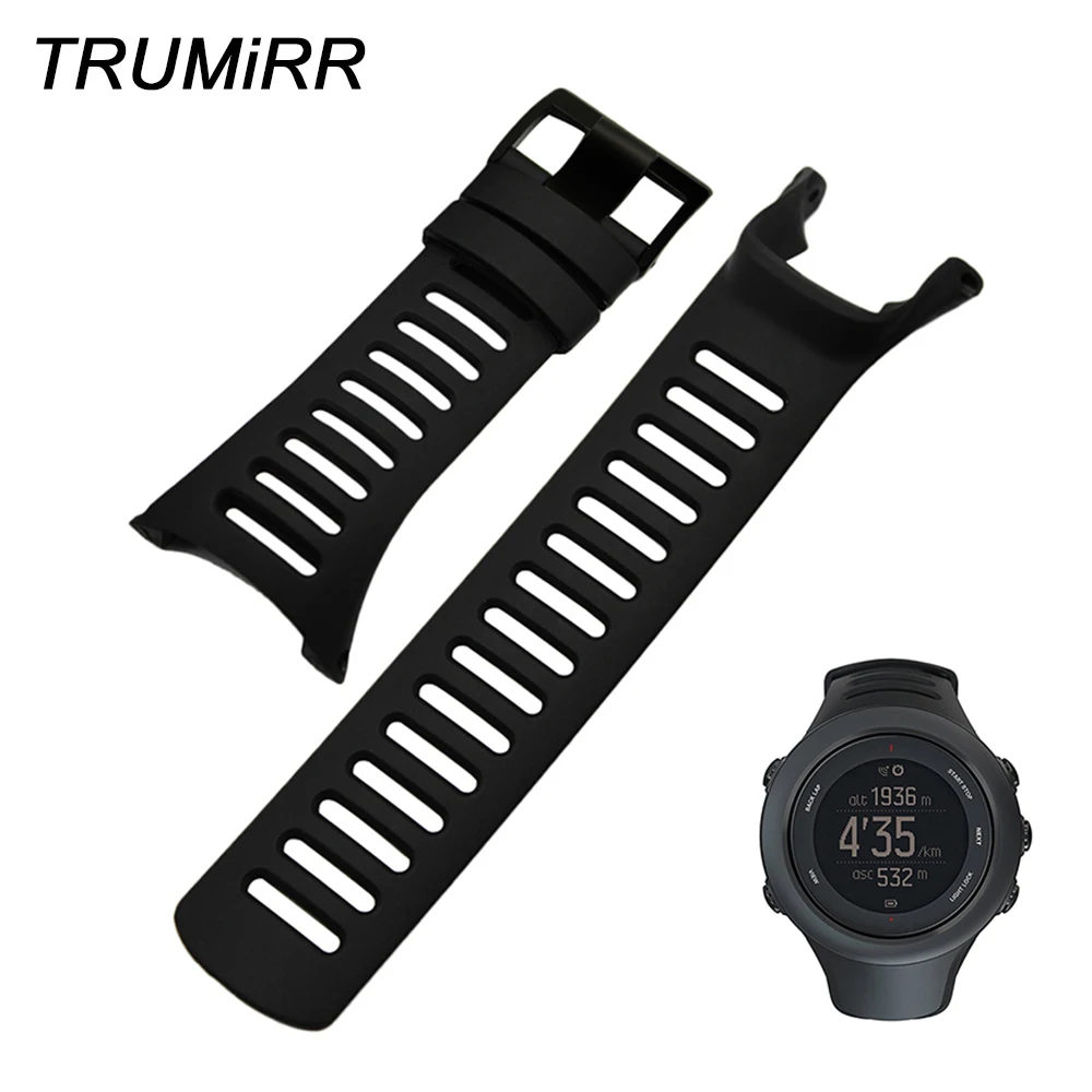 

Silicone Rubber Watchband + Screwdriver for Suunto Ambit 1/2/2S/2R/3 Peak/Sport/Run Watch Band Black Steel Buckle Wrist Strap