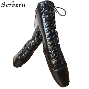 

Sorbern Black Shiny Ankle Boots Ballet Wedge Heels Ankle Boot Females Custom Wide Fit Autum Shoes Women High Heels Exotic Shoes