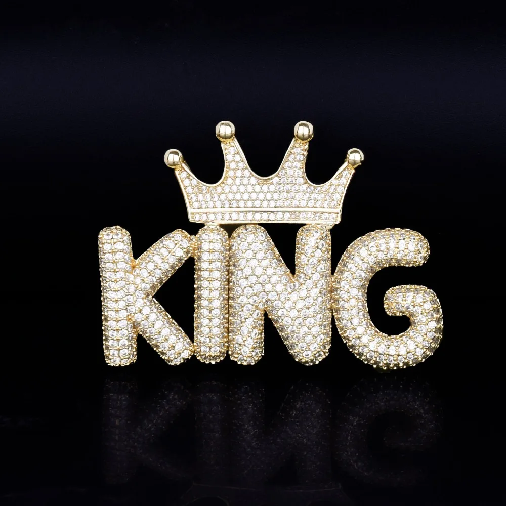 Корона маленькие Пузырьковые буквы ожерелья и кулон с 4 мм золото серебро теннисная цепочка на заказ имя хип-хоп ювелирные изделия