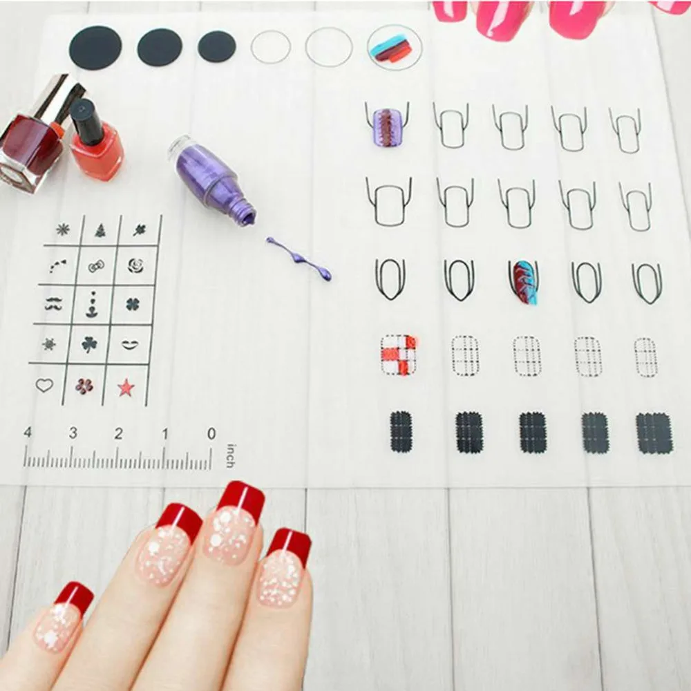 Foldable Nail Art Practice Silicone Coloring Pad Mat Polish Sticker